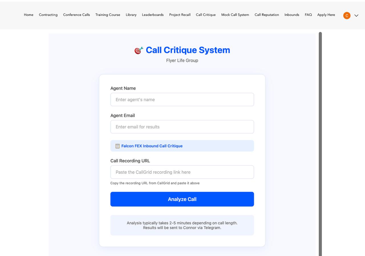 Call Critique System